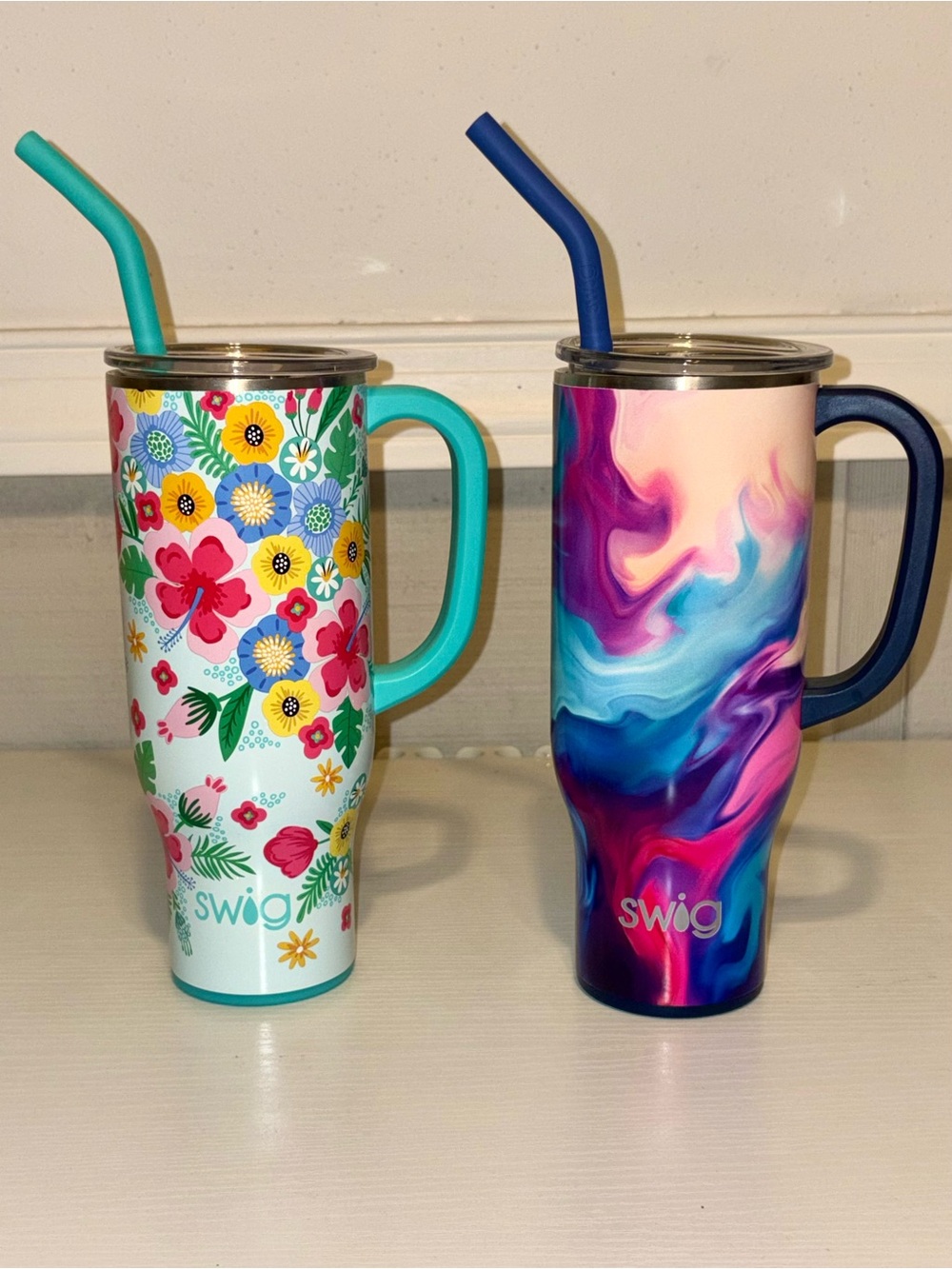 Swig Tumbler Travel Mugs with Straws 30 oz. - Set of 2